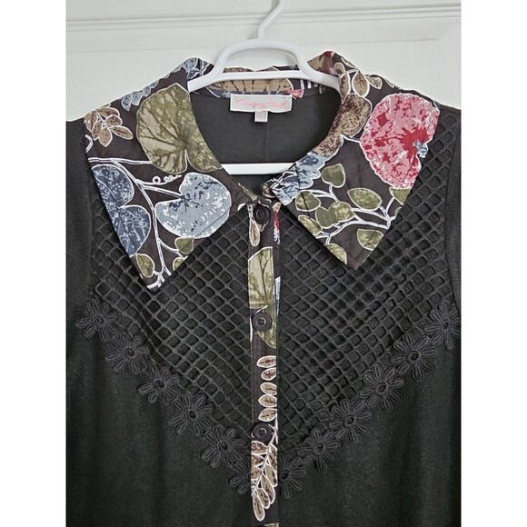 Pretty Angel Floral Knit Duster XL Black Whimsygoth Mixed Media Cardigan - Picture 7 of 16